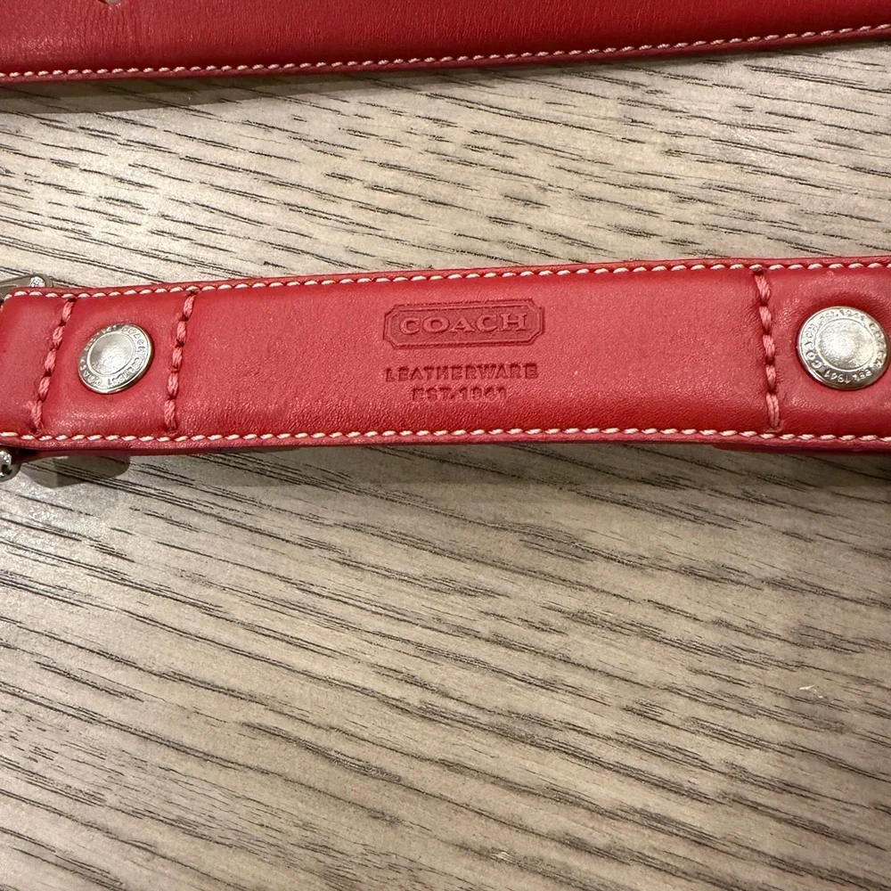 Coach Collar & Leash Set, Red Leather, ♥️ charm, Sz Lg, 17-21”, 48” leash - Picture 10 of 12